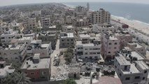 (DRONE) İsrail'in Gazze'ye saldırılarında yıkılan evler havadan görüntülendi
