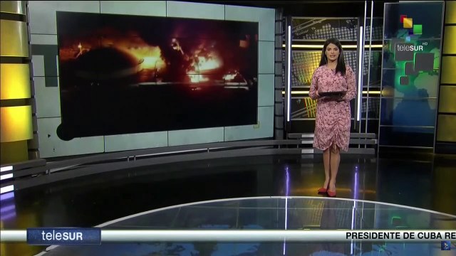 Bomberos de Cuba continúan la faena para extinguir el incendio en los tanques de petróleo