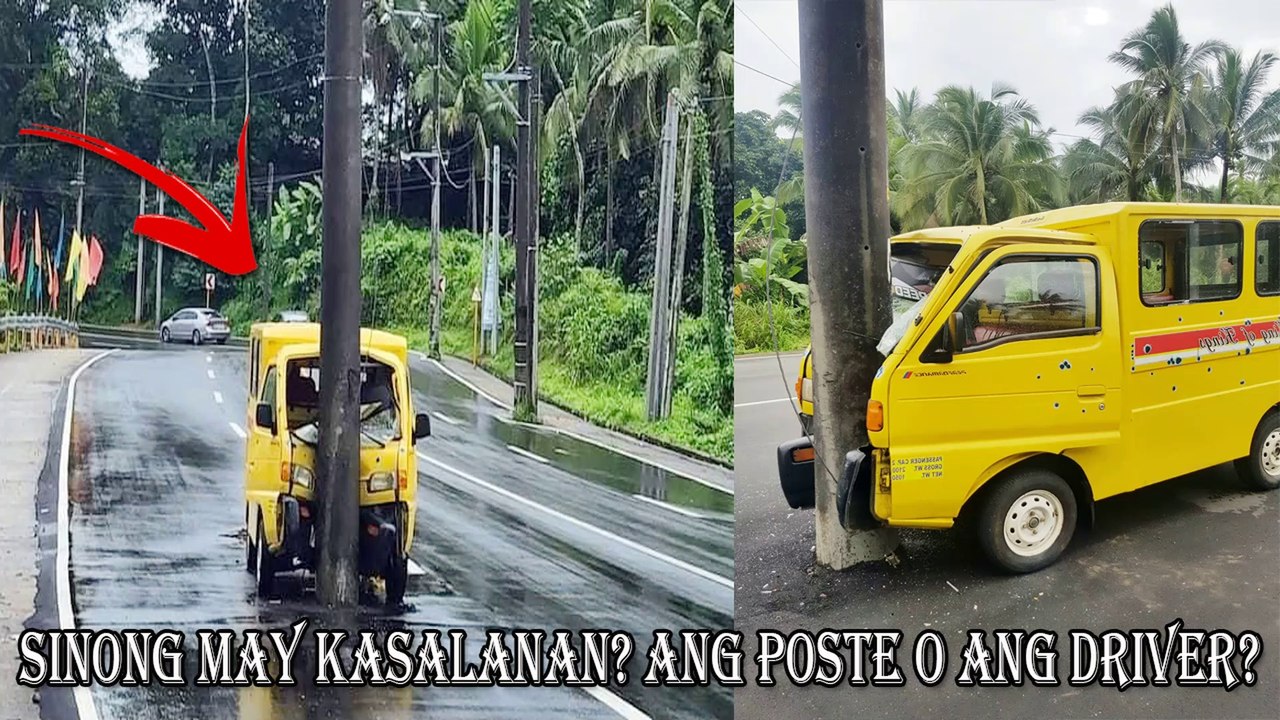 Sinong may Kasalanan? Ang Poste o ang Driver? Multicab Sumalpok sa Poste na nasa Gitna ng Kalsada.