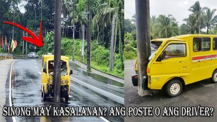 Sinong may Kasalanan? Ang Poste o ang Driver? Multicab Sumalpok sa Poste na nasa Gitna ng Kalsada.