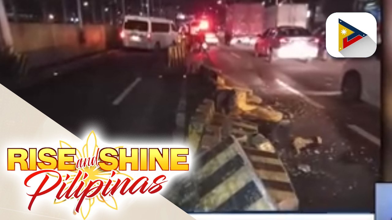 Isang van, umararo sa concrete barriers sa EDSA Busway sa Pasay
