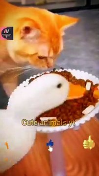 Duck And Cat Best Food Eating Videos 2022 | Cute Animals Video Clip
