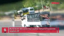 Bursa'da kamyonet kasasında tehlikeli yolculuk