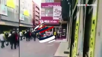 Sokakta takla atıp kendini çeken genç insanlara çarptı