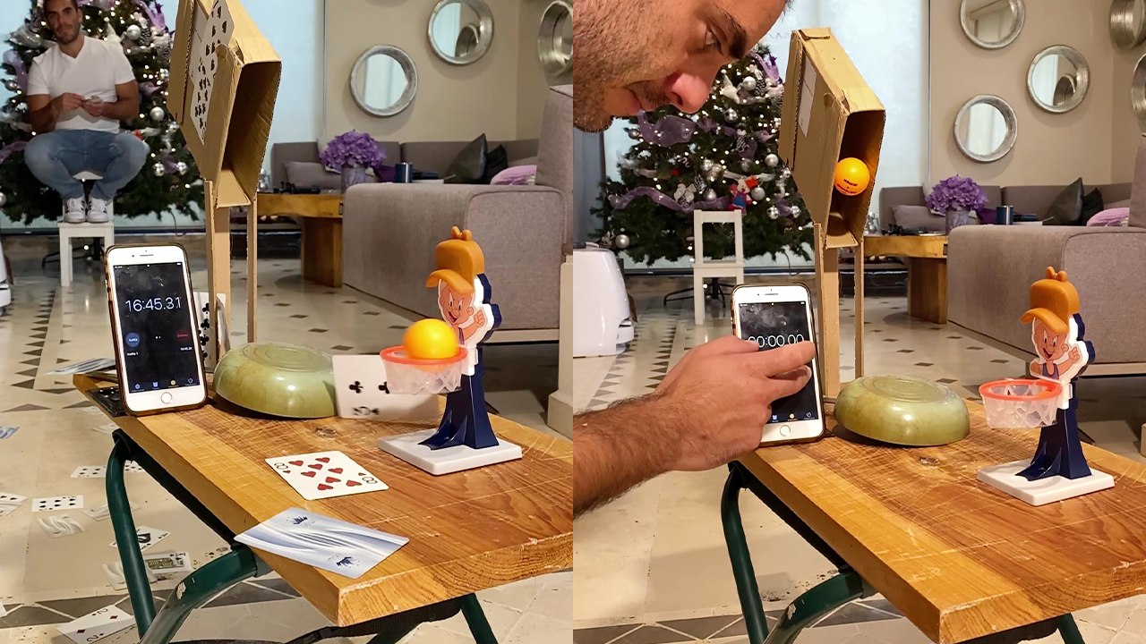 'Man incredibly executes a Space Jam-themed bouncing trick shot'