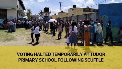 Voting halted temporarily at Tudor Primary School In Mombasa county following a scuffle between UDA and ODM supporters.