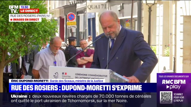 C'était il y a 40 ans, mais c'était hier : Éric Dupond-Moretti rend hommage aux victimes de la rue des Rosiers