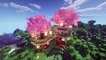 Minecraft_ How To Build a Cherry Blossom Tree house l House Tutorial