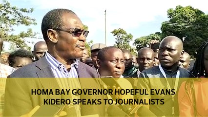 Homa Bay governor aspirant Evans Kidero speaks about the election outcome after voting at Asumbi Mixed primary school in Rangwe