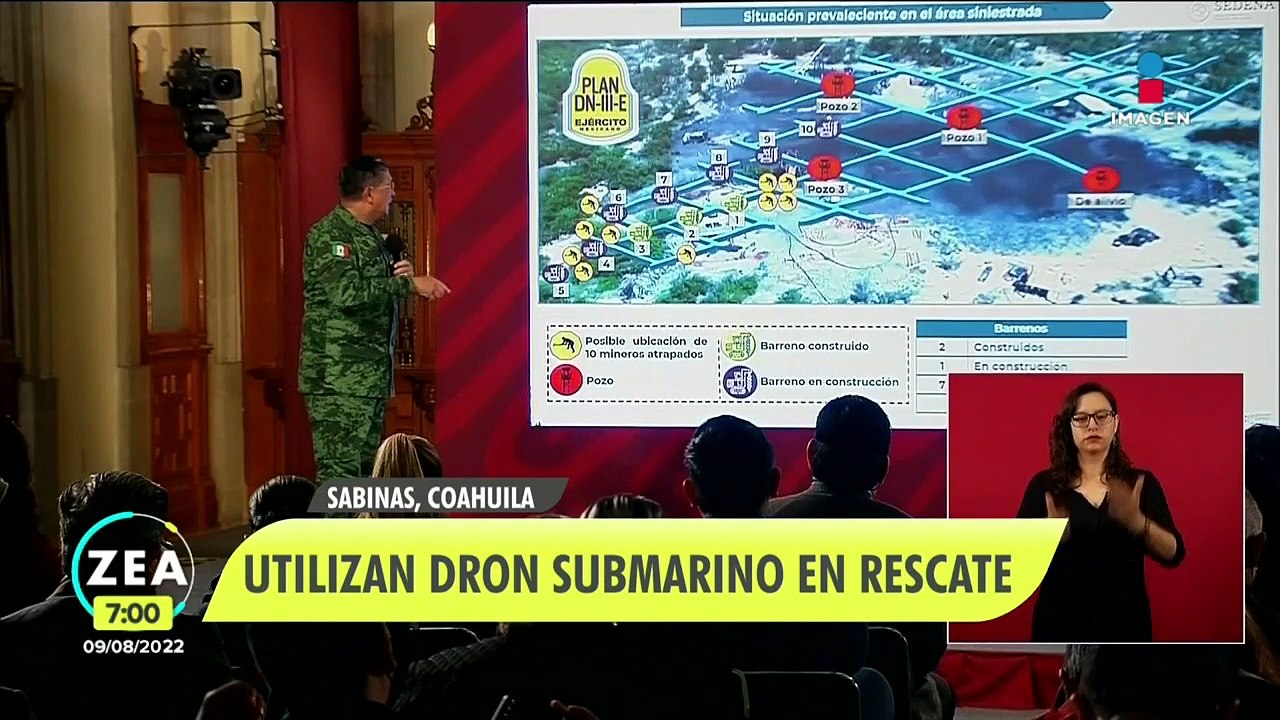 Mineros atrapados en Coahuila: utilizan dron para explorar pozo