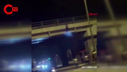 Eşi ile tartıştı, köprüye çıkıp atladığı anlar kameraya yansıdı