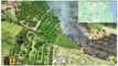 Ripreso da drone della Regione con tanica mentre divampa incendio
