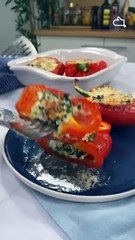 Poivrons farcis à la ricotta, feta et menthe