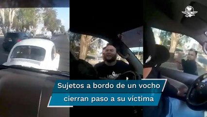 Presuntos montachoques rompen ventanilla de conductor; captan amenaza de golpes
