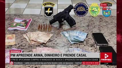 PM apreende arma, dinheiro e prende casal em bairro de Apucarana