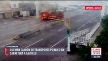 Tras enfrentamiento en Zapopan delincuentes queman camiones en carretera a Saltillo