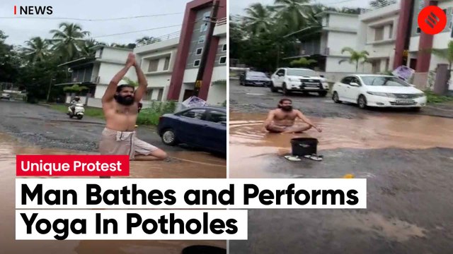 Viral: Kerala Man Bathes In Potholes To Protest Against Bad Roads