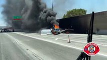 Avião aterra de emergência em autoestrada e embate em camião nos EUA