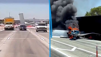 Un avion atterrit en catastrophe sur une autoroute californienne avant de s'enflammer
