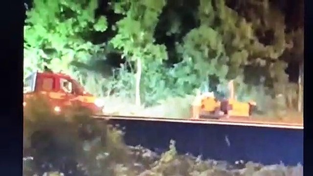 Motorway work crews strimming hedges at 3am in Clayton Brook, Lancashire