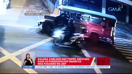 Dalawa, kabilang ang tsuper, arestado dahil sa panghoholdap umano sa mga pasahero ng jeep | UB