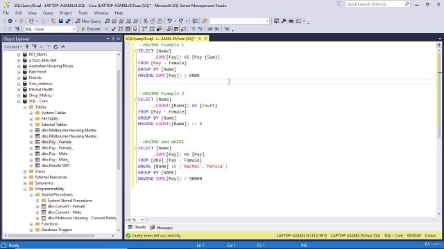 Filtering Aggregated Data The 'HAVING' Statement