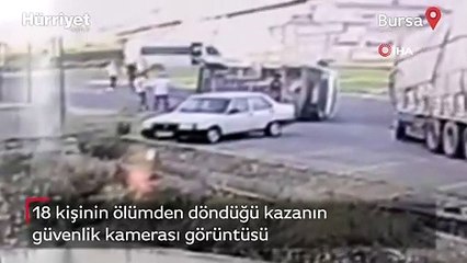 Bursa'da 18 kişinin ölümden döndüğü kaza kamerada