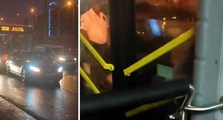 Trafik magandaları E-5’te terör estirdi! Belediye otobüsünün camlarını kırdılar