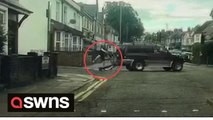 Horrifying moment a careless e-scooter rider ploughed straight into a car