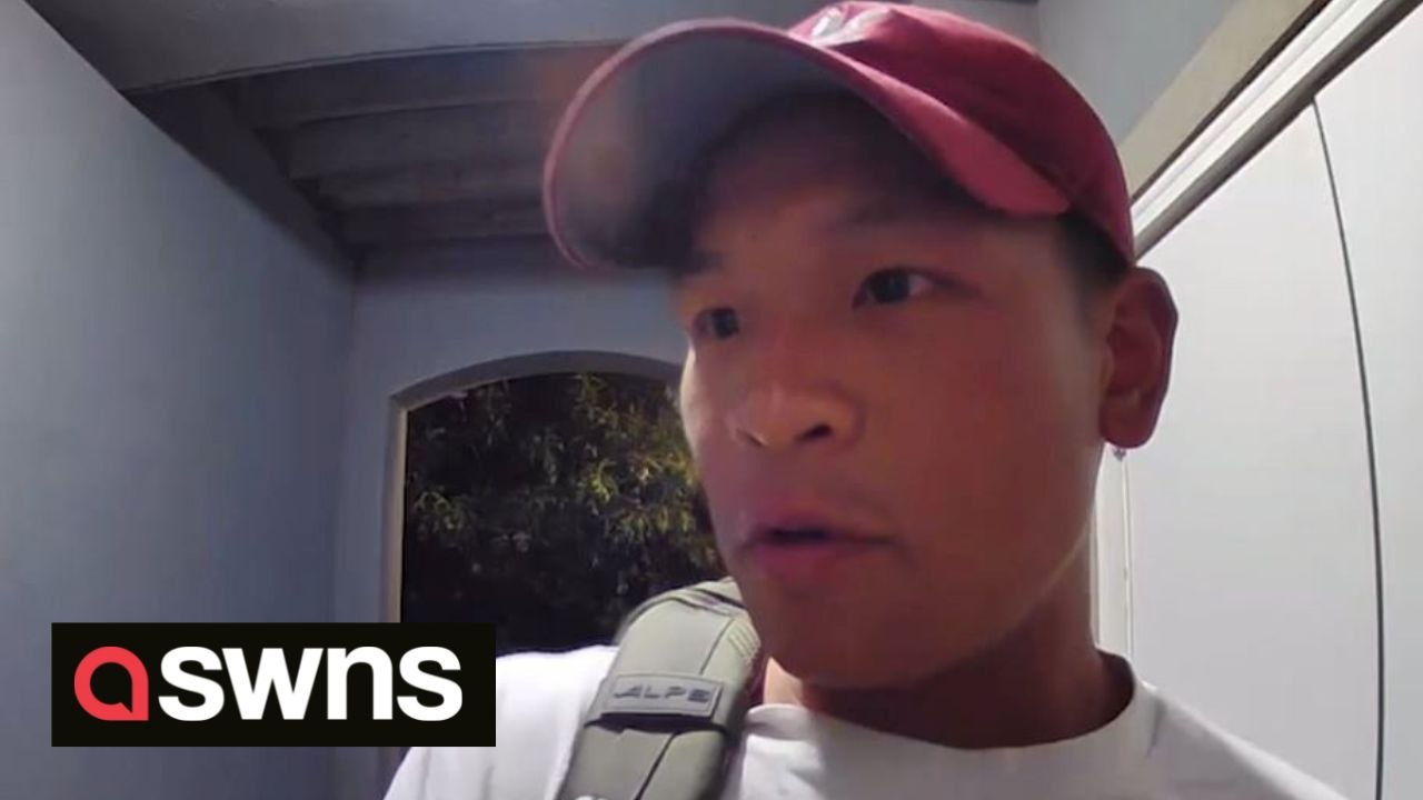 Doorbell camera catches 'drunk' man trying to get into the wrong house