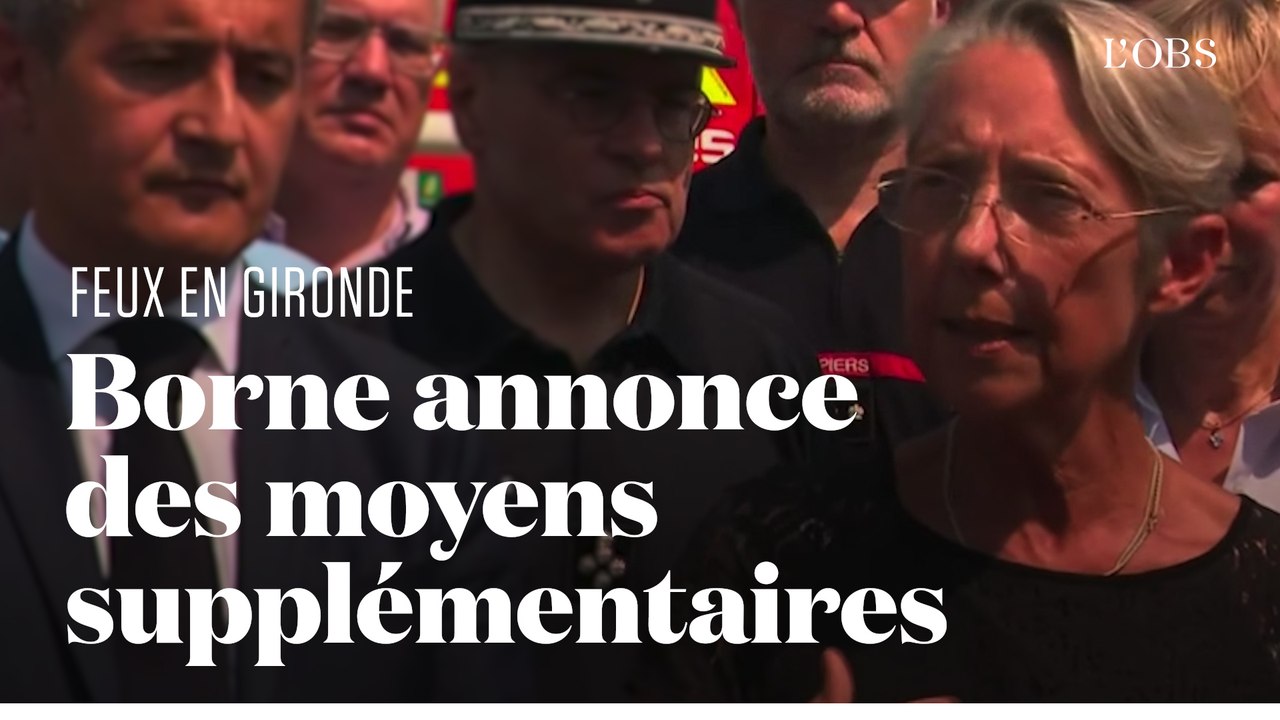 A Hostens, en Gironde, Elisabeth Borne remercie les pompiers et annonce de nouveaux moyens