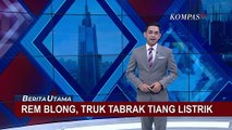 Truk Pembawa Pompa Beton Alami Rem Blong, Tabrak Tiang Listrik dan Merusak 2 Warung!