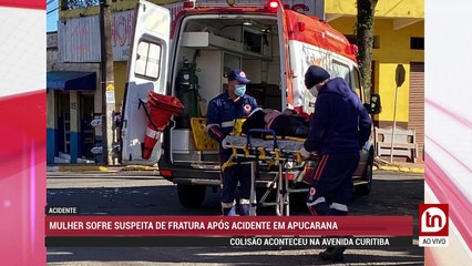 Mulher sofre suspeita de fratura após acidente em Apucarana