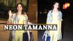 Actress Tamanna Bhatia Beams In Comfy Neon Look At Airport