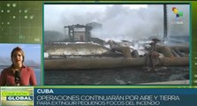 En Cuba prosiguen labores de extinción total de incendio en Matanzas