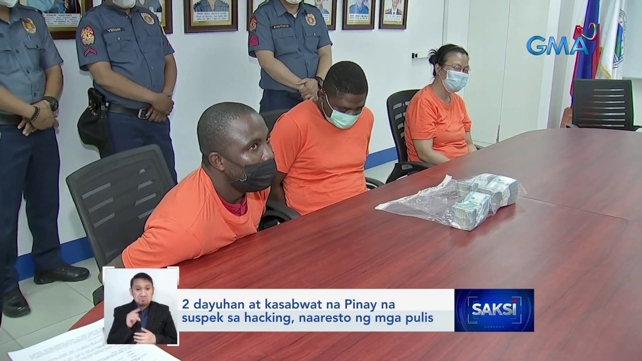 2 dayuhan at kasabwat na Pinay na suspek sa hacking, naaresto ng mga pulis | Saksi