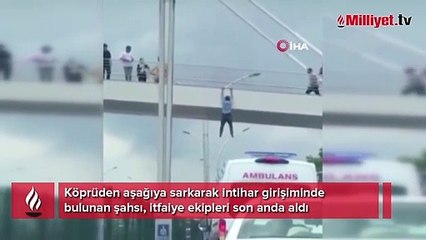 Atlamak üzereyken itfaiye ekipleri böyle aldı