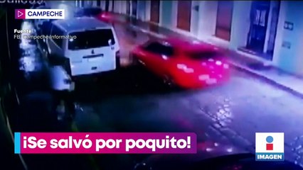 VIDEO: Hombre salva la vida de milagro al caer fachada de casona