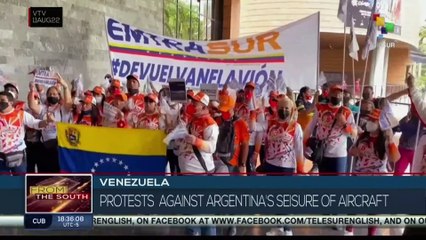 Venezuelans protest against aircraft seizure in Argentina