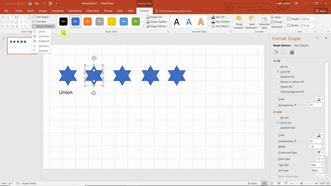 Merge shape Power Point Animation Tutorial