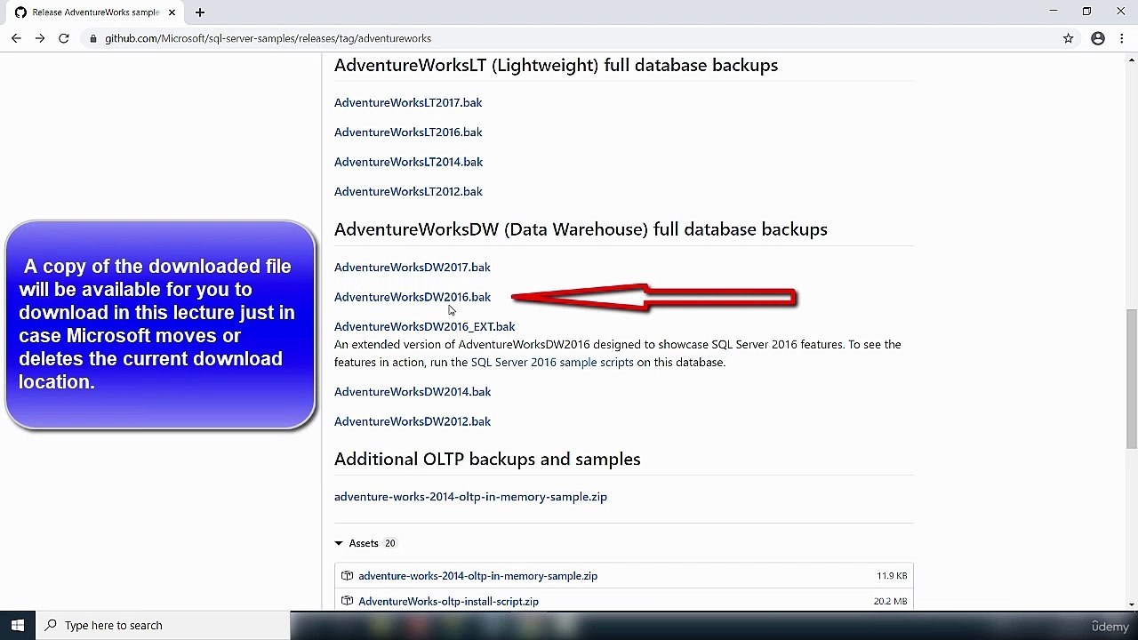 Install Sample AdventureworksDW Database