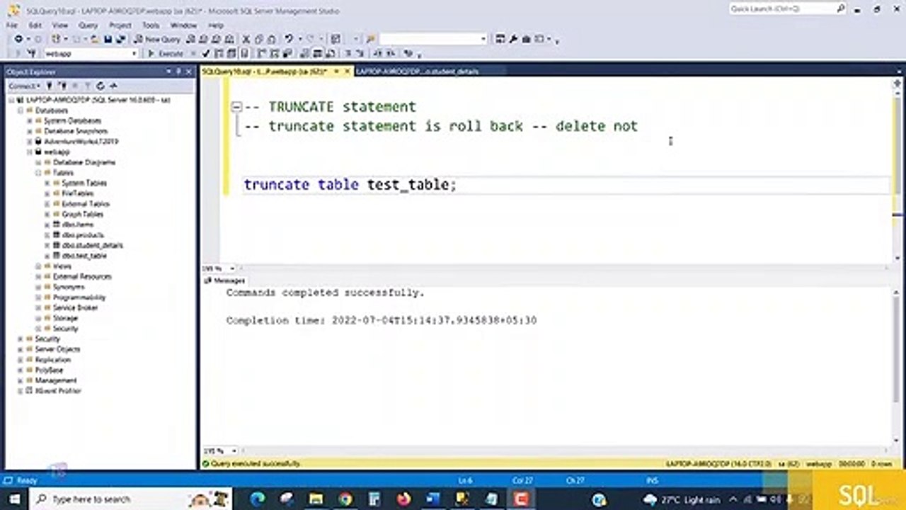 COMMENT in query
