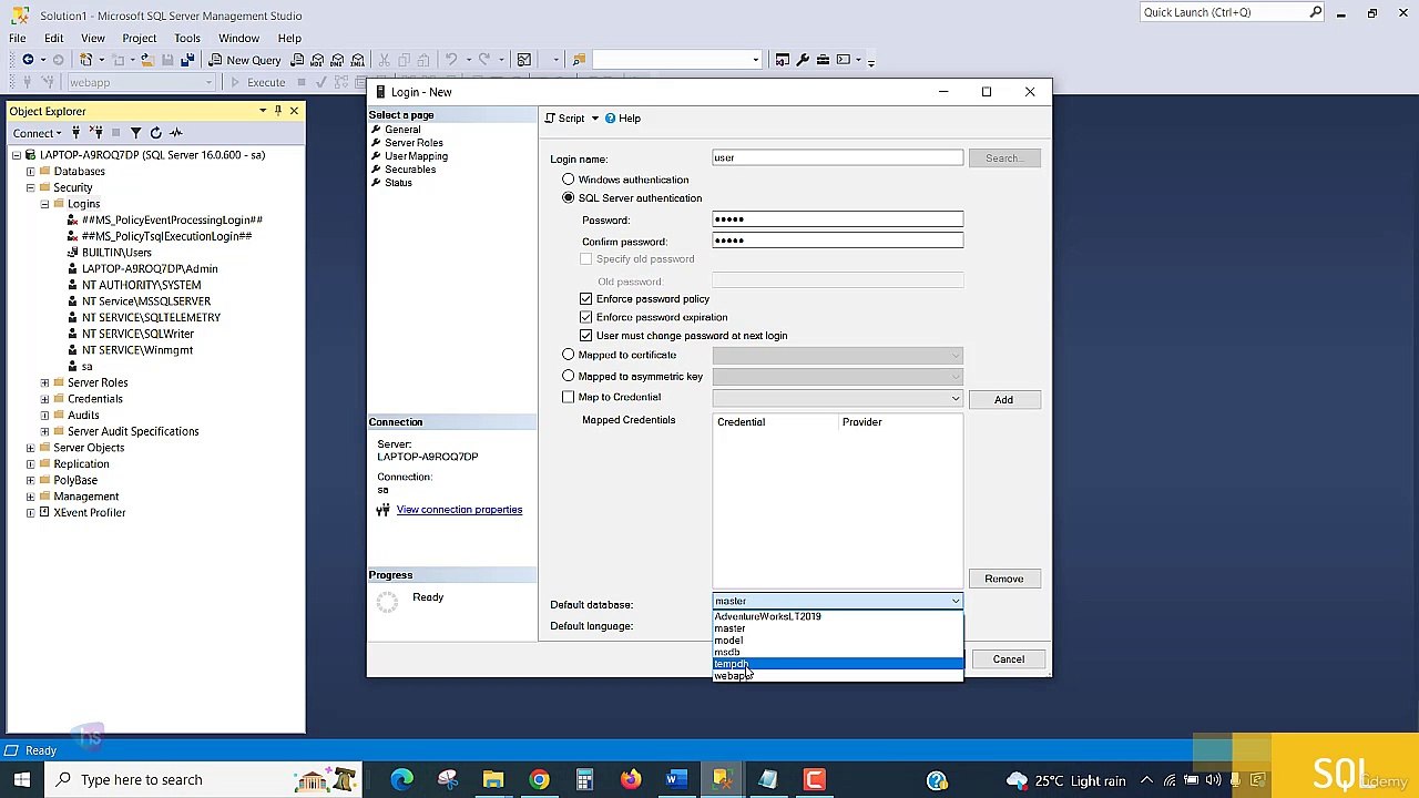 Create Database user