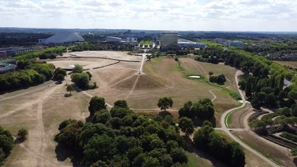 Drone footage of Campbell Park in Milton Keynes