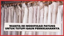 Kreatif! Wanita Ini Modifikasi Payung untuk Tutupi Gaun Pernikahannya, Disebut Mirip Jamur oleh Warganet