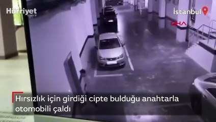 Beylikdüzü'nde hırsızlık için girdiği cipte bulduğu anahtarla otomobili çaldı