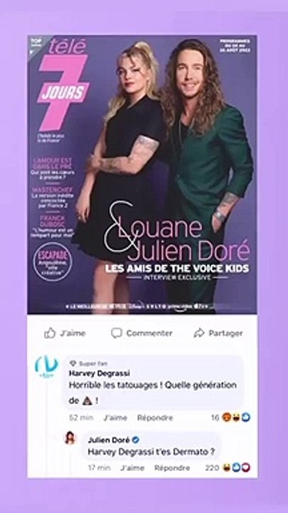 Julien Doré a répondu à un internaute critique de sa photo avec Louane. @ Instagram / Julien Doré.