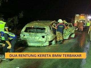 Dua rentung kereta BMW terbakar