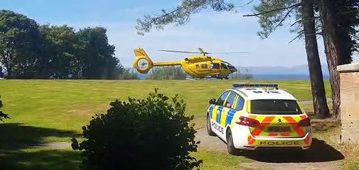 Helicopter lands at Culzean