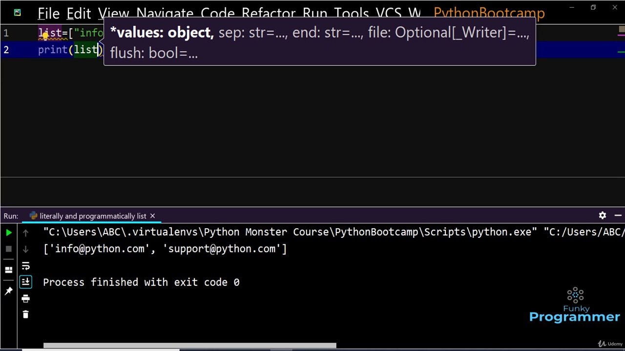 How to write list Literally vs Programmatically